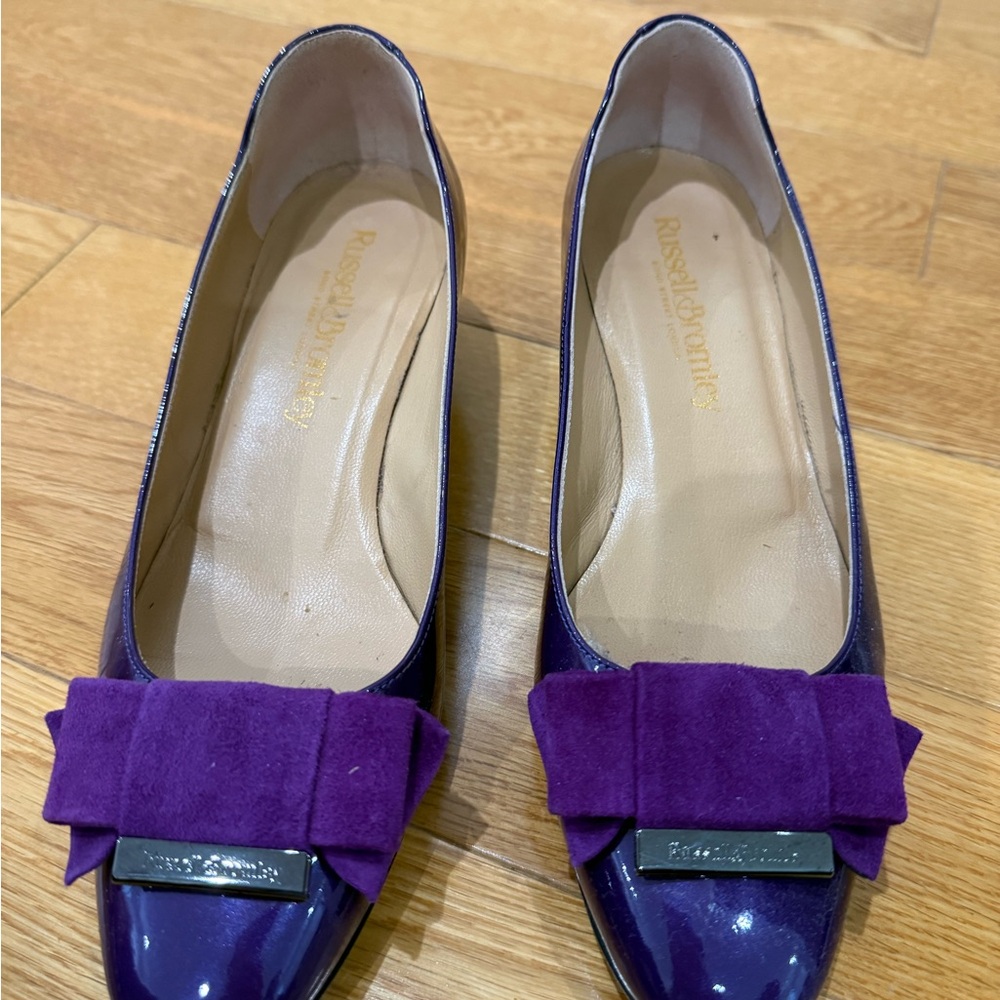 Purple Patent Leather Bow Flats - Russell & Bromley